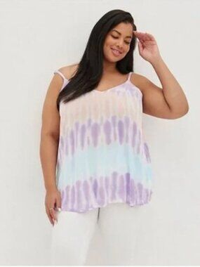Torrid Sophie swing cami, pink tie dye, size 2